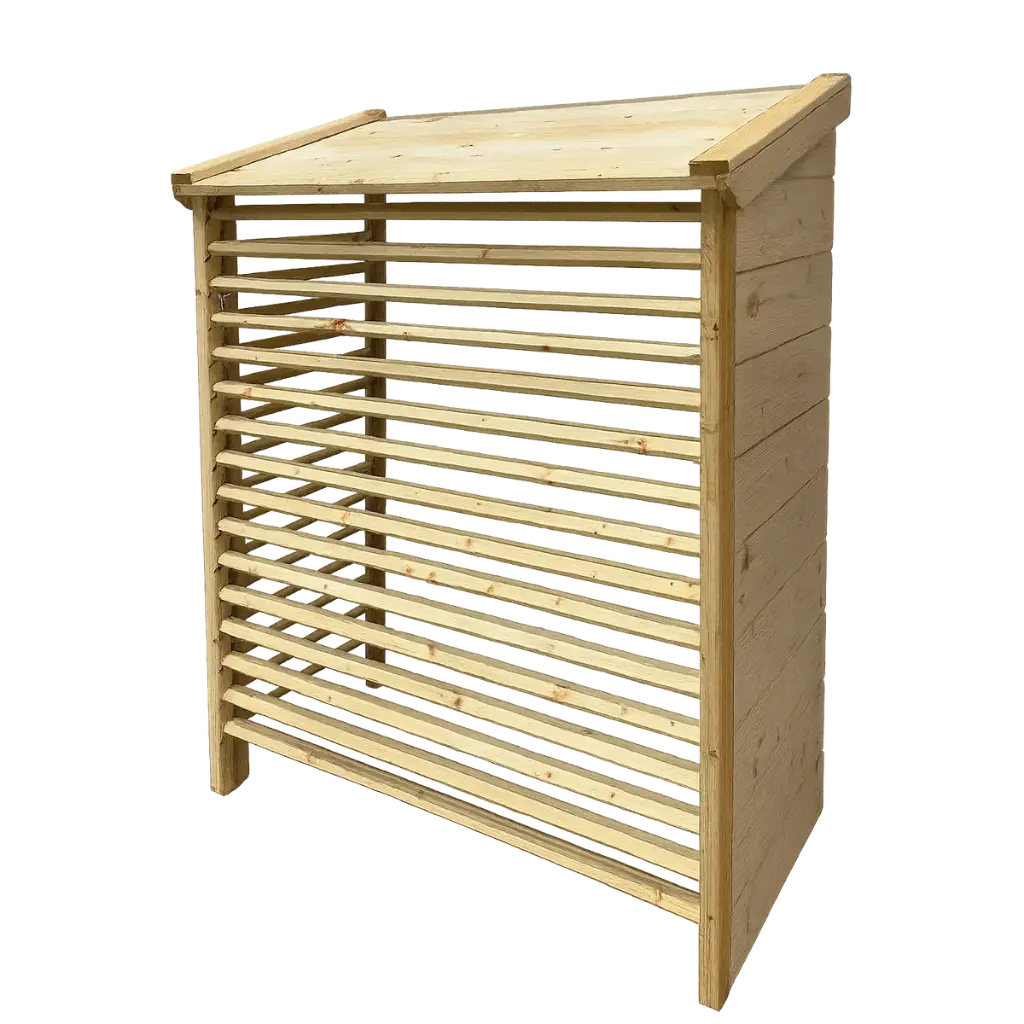 Pressure-treated natural spruce outdoor cover. 1164x1416x561 mm.