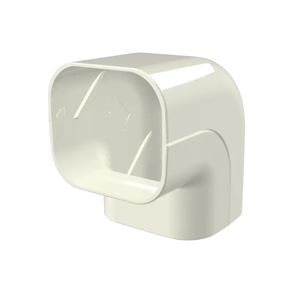 "EXCELLENS CA" 90° horizontal corner for 72x64 mm cover duct, Ivory. Pack of 5 pieces.