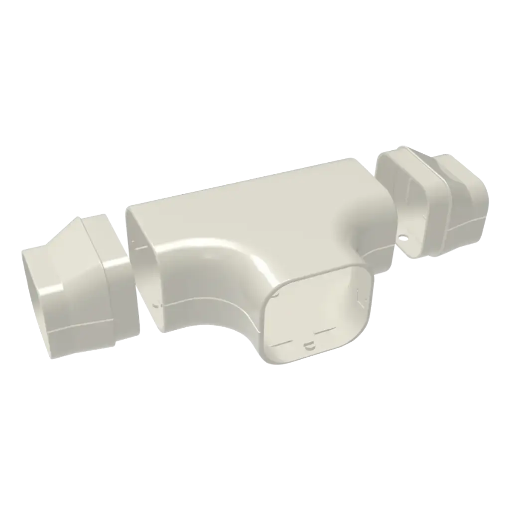 "EXCELLENS DT" T-joint for 72x64 mm cover duct, Ivory. Pack of 3 pieces.
