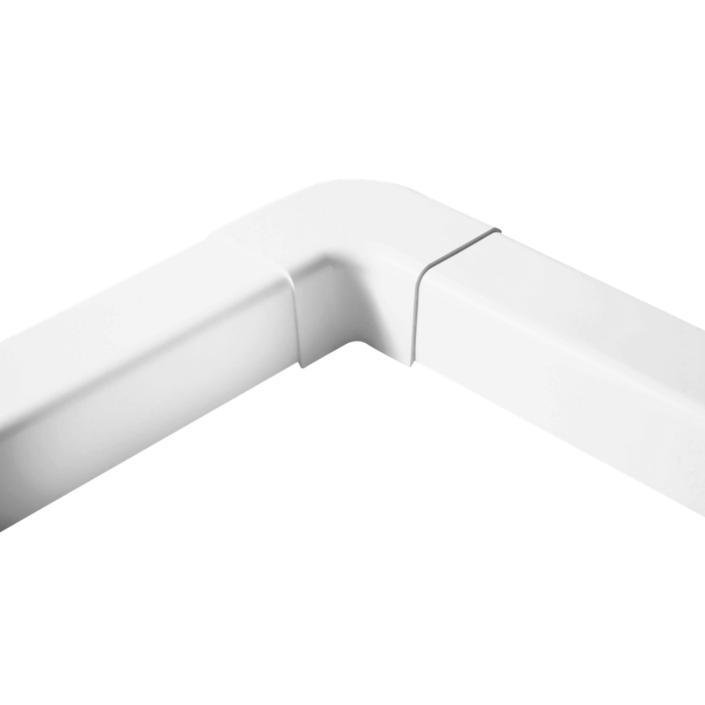 Plan bøjning til 80x60 mm kanal, hvid.