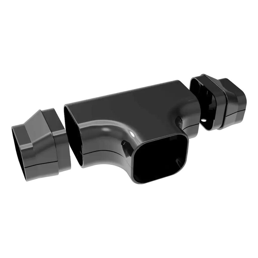 “EXCELLENS DT” T-liitmik 72x64 mm kattekarbikule, must. Pakendis 3 tk.