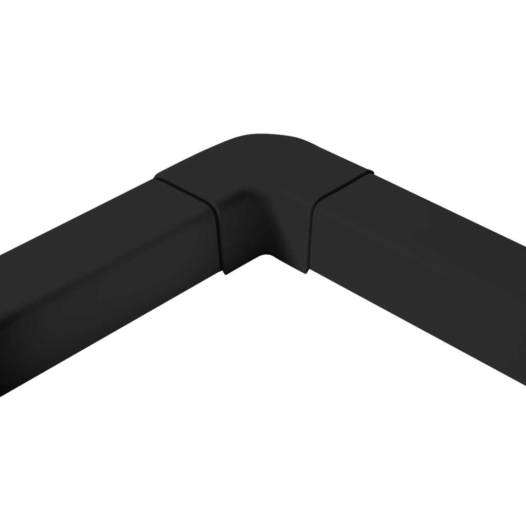 Plane Curve for 80x60 mm Duct, Black. Pack of 8 pieces.