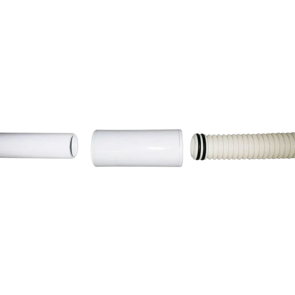 Straight connection for the rigid tube TCR-21 (Ø21) and the seal hose (Ø18).