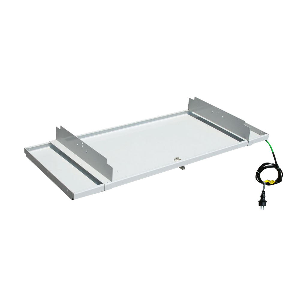 Kondensaadivann 1100x550x35 mm integreeritud küttekaabliga, metallist, RAL9002.