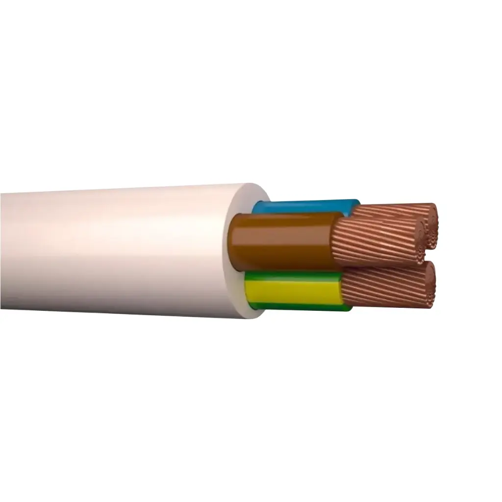 Connecting cable H05VV-F 3G0,75 white, Eca. 100 meters.