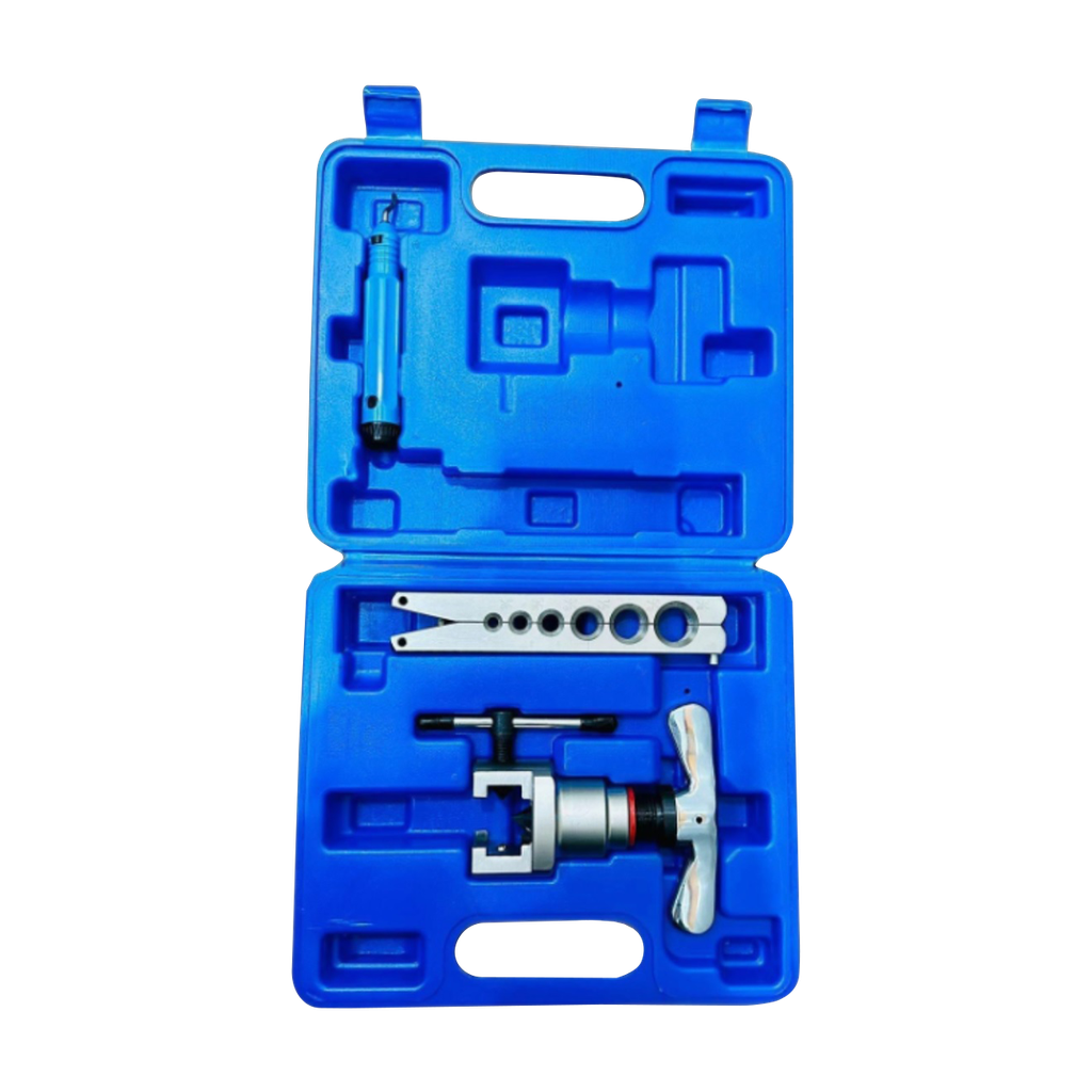 Eccentric flaring tool kit for 1/4"-3/4" (6-19 mm) copper tubes.