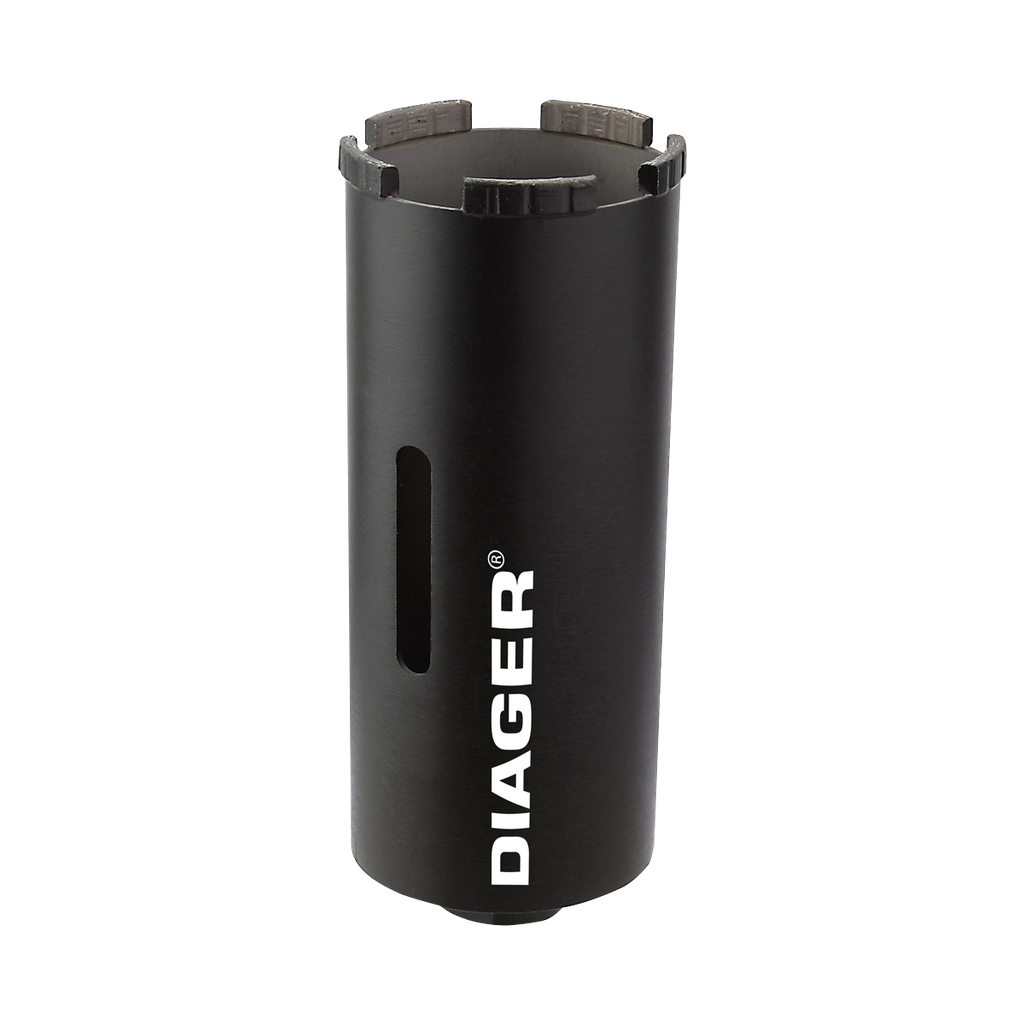 Diamond core bit for dry use with long length and M16 connection, 65x150 mm.