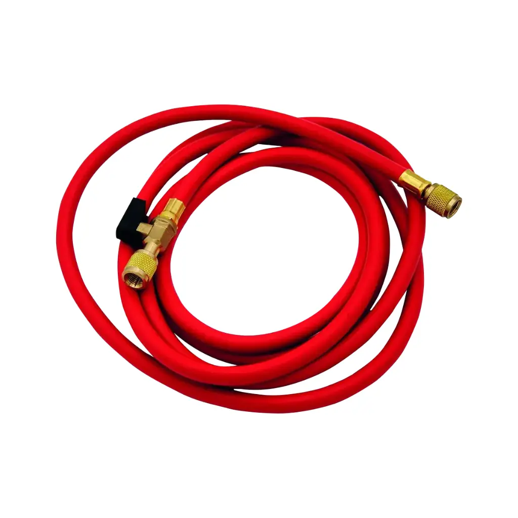 Red pressure hose with tap 1/4" SAE x 1/4" SAE. Length 3000 mm.