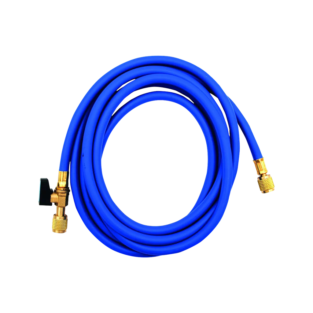 Blue pressure hose with tap 1/4" SAE x 1/4" SAE. Length 3000 mm.