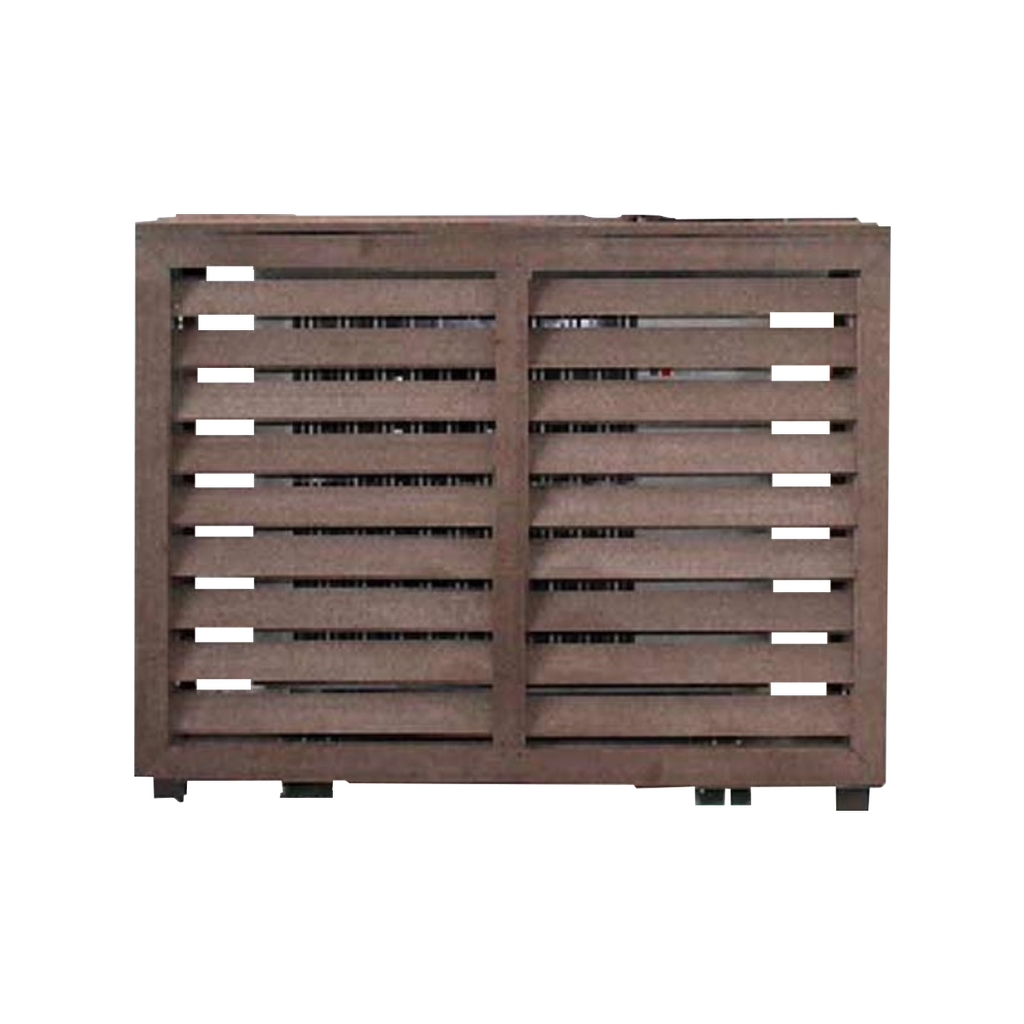 PVC plastic outdoor cover with wood pattern finish.  990x910x395 mm.