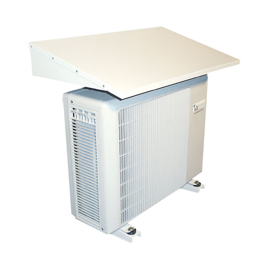 Metal roof for outdoor unit. Dimensions: 800x530x120 mm. Slope: 30°, RAL9002. 
