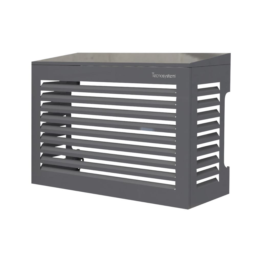 Outdoor unit cover with 5° sloped roof, RAL7016. 1200x1500x750 mm.