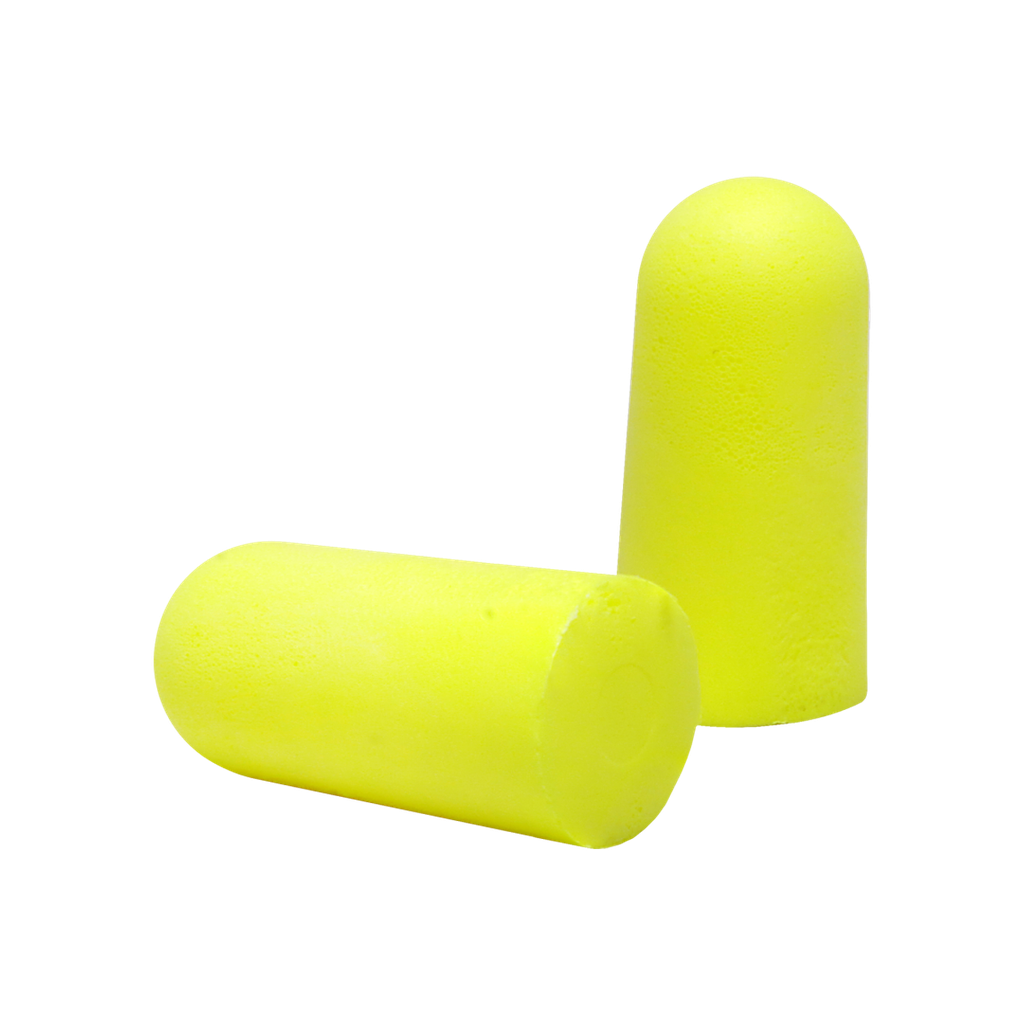 3M EAR Soft neon yellow earplugs.