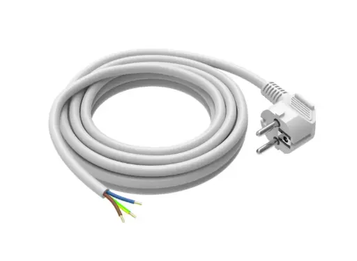 [DLW964] 5 m toitekaabel koos pistikuga H05VV-F 3G1,5 mm2, valge.