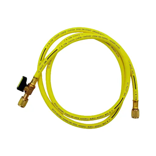 [11450] Yellow pressure hose with a tap 1/4" SAE x 1/4" SAE. Length 1500 mm.